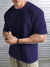 neavy blue color Oversized Waffle Knit t shirt
